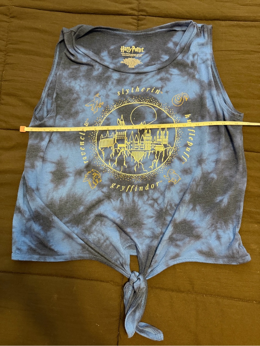 Harry Potter Blue Tie-Front Tank Top - Gold Crest size Large Women’s